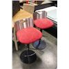 Image 1 : PAIR OF METAL BAR STOOLS WITH RED SEATS