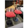 Image 2 : PAIR OF METAL BAR STOOLS WITH RED SEATS