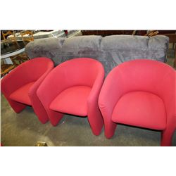 THREE RED KEILHAUER CHAIRS