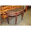 Image 1 : NEW DECORATIVE CARVED MAHOGANY FAUX MARBLE TOP SOFA TABLE