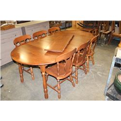 KRUG MAPLE DINING TABLE WITH 4 LEAFS AND 6 CHAIRS