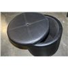 Image 2 : BLACK LEATHER STORAGE OTTOMAN