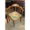 Image 1 : VINTAGE CROSS STICH SEAT CORNER CHAIR