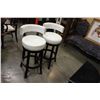 Image 2 : NEW PAIR HOME ELEGANCE WHITE LEATHER STUDDED BAR HEIGHT SWIVEL BAR STOOLS RETAIL $249 EACH