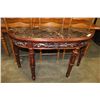 Image 1 : NEW DECORATIVE CARVED MAHOGANY FAUX MARBLE TOP SOFA TABLE