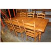 Image 1 : PINE TABLE WITH LEAF AND SIX PINE LADDER BACK CHAIRS