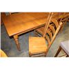 Image 3 : PINE TABLE WITH LEAF AND SIX PINE LADDER BACK CHAIRS