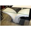 Image 1 : STONE LOOK GLASS TOP SOFA TABLE