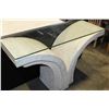 Image 2 : STONE LOOK GLASS TOP SOFA TABLE
