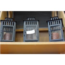 THREE METAL CANDLE LANTERNS