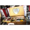 Image 1 : ANTIQUE DRESSER BOX AND SIX OLD SPICE TINS