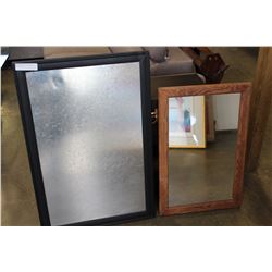 MAGNET BOARD AND WOOD FRAMED WALL MIRROR