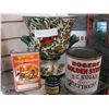 Image 1 : VINTAGE HANDLED VASE AND THREE COLLECTIBLE TINS