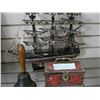Image 1 : MODEL WHALING SHIP BELL AND SMALL TIN TREASURE CHEST