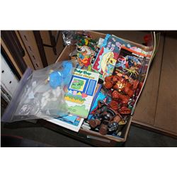 BOX OF KIDS TOYS, NINJA TURTLES, AND BOOKS