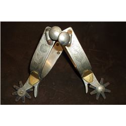 Unmarked Walla Walla Prison Spurs- Engraved Inside and Out- Copper- 8 Point Rowels- Chap Guards