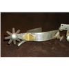 Image 2 : Unmarked Walla Walla Prison Spurs- Engraved Inside and Out- Copper- 8 Point Rowels- Chap Guards