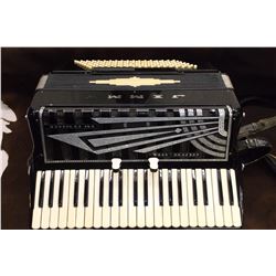 Marked Jimmy Columbo & Sons San Francisco Accordian with Case- Y is missing- Case 21"W X 18"D