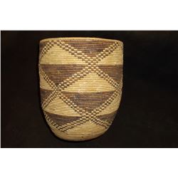 Salish Cylinder Basket- Geometric Pattern- 8.5"H X7.25" W