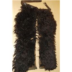 Double Marked G.S. Garcia Elko Nev. Brown Woolie Chaps- Moderate Wear- Fair to Good Condition