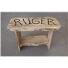 Image 2 : Hand Made Blue Pine Bench- Ruger Carved on Top- 20" T X 30" W X 16" D