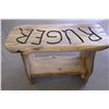 Image 3 : Hand Made Blue Pine Bench- Ruger Carved on Top- 20" T X 30" W X 16" D