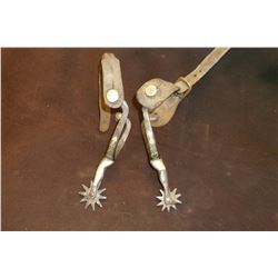 Unmarked Silver Overlaid Lady Legs Card Suits Spurs- Some Silver is Missing on One shank- 10 Point R