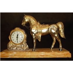 United Clock Corp. Horse Clock- Model 310- Clock Works- Base 17"L X 5"W