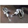 Image 2 : Unmarked Overlaid and Engraved Spurs- Pearls- Chap Guards- Stamped Spur Straps with Nickel Conchos