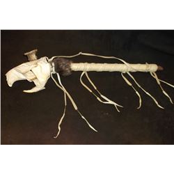 Leather Wrapped Beaver Head Pipe- Beads- Antler Bowl- 20"L