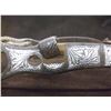 Image 8 : Rawhide Headstall- Unmarked Silver Inlaid Bit- Nevada Cheek- Halfbreed Mouth- Slobber Bar