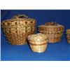 Image 2 : 4 Woven Lidded Contemporary Nesting Baskets- 5"H X 7"W