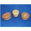 Image 1 : 3 Native American NW Polychrome Lidded Baskets- 4.5"L X 3"W X 2"H- 2.5"H X 3.5"W- 2"H X 4"W
