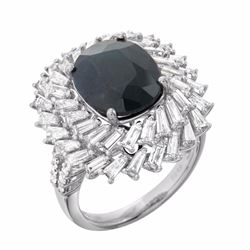 18KT White Gold 5.95ct Sapphire and Diamond Ring