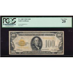 1928 $100 Gold Certificate PCGS 20