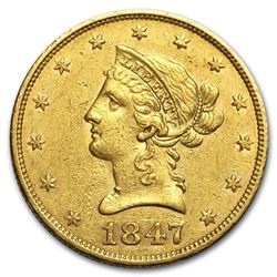 1847 $10 Liberty Head Eagle Gold Coin