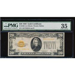 1928 $20 Gold Certificate PMG 35