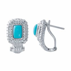 14KT White Gold 0.96ctw Turquoise and Diamond Earrings