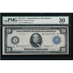 1914 $20 Boston Federal Reserve Note PMG 30