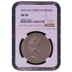 1819 LIX Great Britain Crown Coin NGC AU58