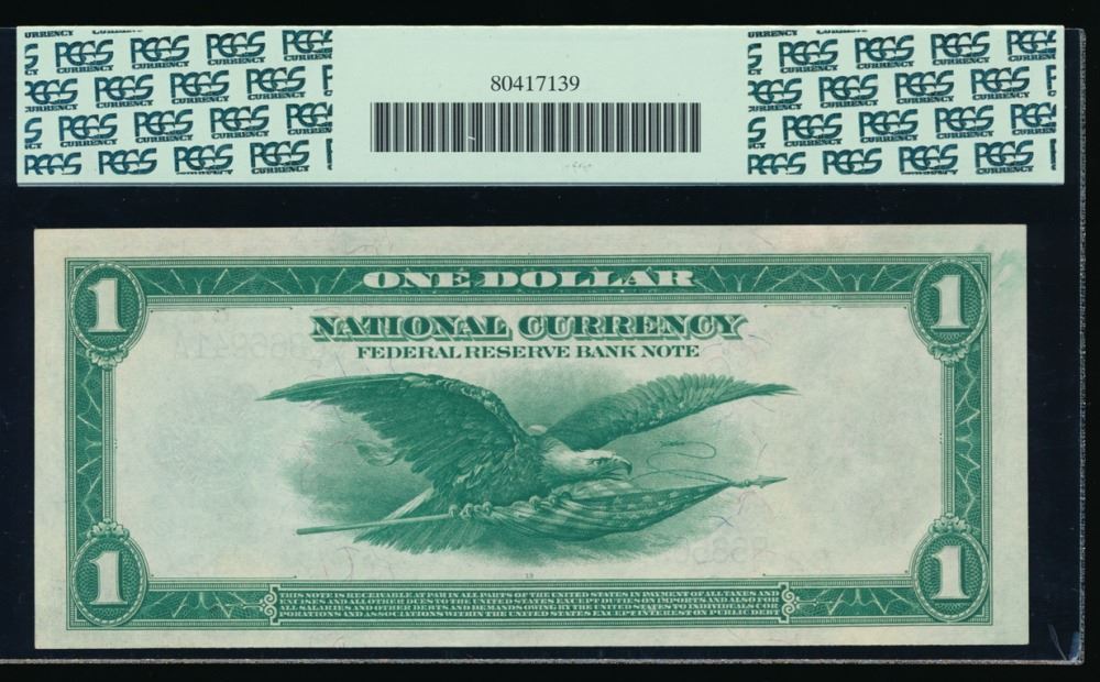 1918 $1 New York Large Federal Reserve Bank Note PCGS 65PPQ