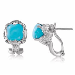 14KT White Gold 4.83ctw Turquoise and Diamond Earrings