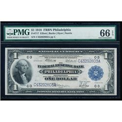 1918 $1 Philadelphia Federal Reserve Bank Note PMG 66EPQ