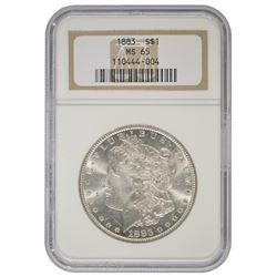 1883 $1 Morgan Silver Dollar Coin NGC MS65