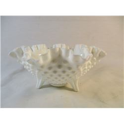 Fenton Hobnail Ruffle Edge Footed Dish