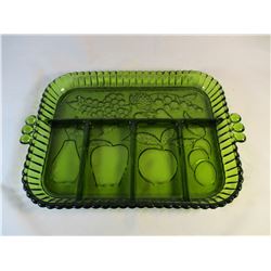 Indiana Glass Green Relish Tray
