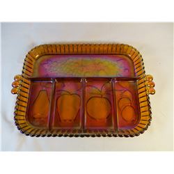 Orange Carival Glass Relish Tray