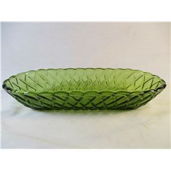 Vintage Indiana Glass Avocado Green Celery Dish