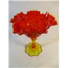 Image 2 : Fenton Orange Yellow Footed Ruffled Edge Compote Dish