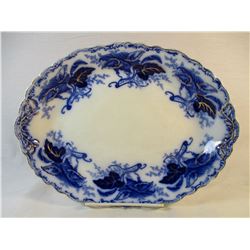 Vintage Fulton Johnson Bros Flow Blue and Gold Gilding Serving Platter